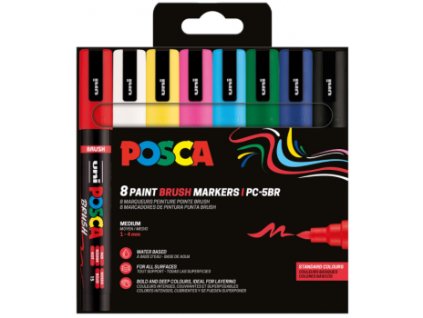 Sada akrylových fixů Uni Posca Brush PC-5 (Barva BR 8ks základní barvy)
