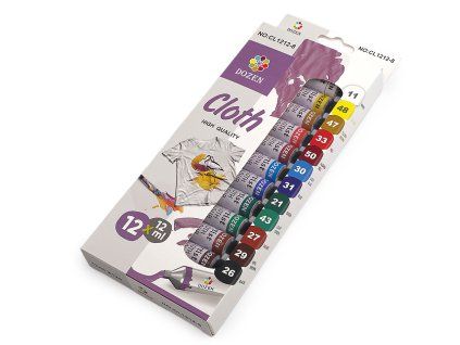 Barvy na textil sada 12 barev x 12 ml (Balení 1 sada, Varianta mix)