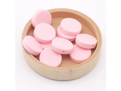 Silikonové korálky placka 20mm (1ks) - candy pink