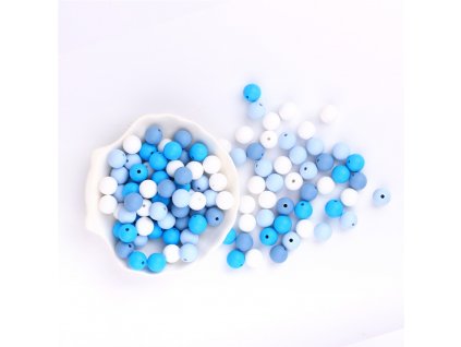Silikonové korálky 9mm (10ks) - blue mix