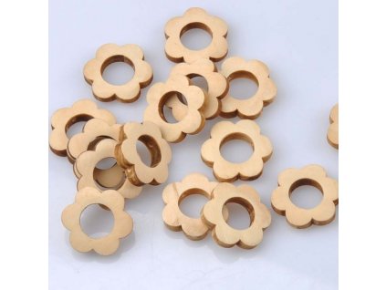 Dřevěné korálky KYTIČKA 26mm (3ks)