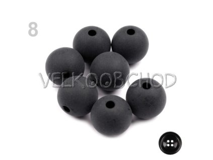 Plastové korálky pr.14mm matné (50ks) - antracitová