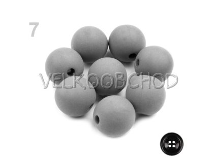 Plastové korálky pr.14mm matné (50ks) - šedá