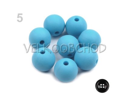 Plastové korálky pr.14mm matné (50ks) - modrá sv.