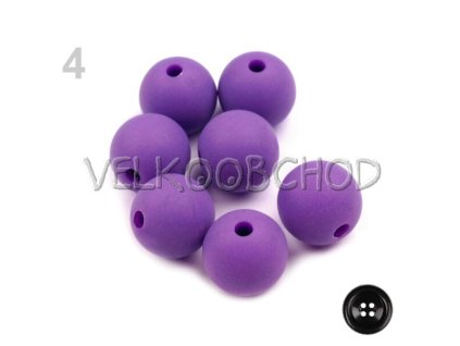 Plastové korálky pr.14mm matné (50ks) - fialová
