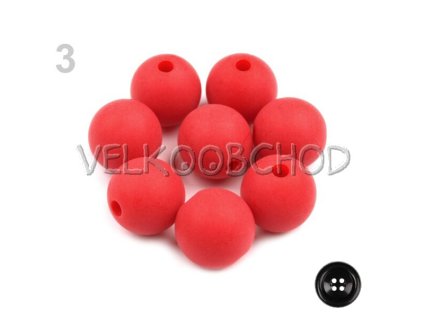 Plastové korálky pr.14mm matné (50ks) - červená sv.