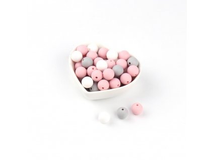 Silikonové korálky 9mm (10ks) - pastel pink mix