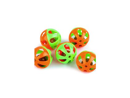 Chrastítko kulička Ø36 mm (5ks) - oranžová-zelená