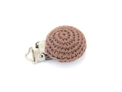 Klip na dudlík háčkovaný 29mm (1ks) - brown