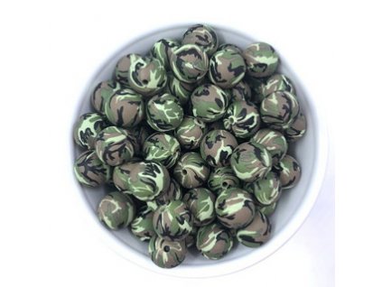 Silikonové korálky 12mm (10ks) - army