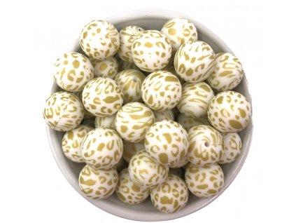 Silikonové korálky 12mm (5ks) -  GOLD LEOPARD