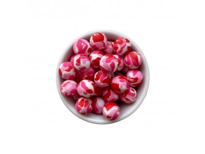 Silikonové korálky 12mm (5ks) -  PINK ARMY