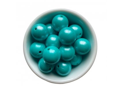 Silikonové korálky PERLEŤOVÉ 15mm (5ks) - TURQUOISE