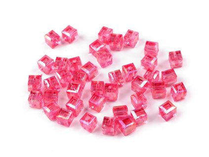 Plastové korálky s AB efektem kostka 6x6 mm (Balení 10 g, Varianta 1 transparent)