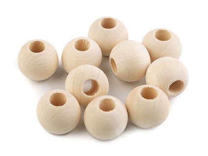 Dřevěné korálky nelakované Ø20 mm na macrame (Balení 10 ks, Varianta 1 přírodní)