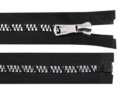 Kostěný zip se stříbrno-černými zoubky No 8 délka 70 cm (Balení 1 ks, Varianta 1 černá)