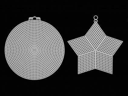 Plastová kanava / mřížka vyšívací kruh, hvězda (Balení 1 ks, Varianta 2 bílá)