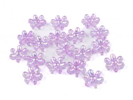 Plastové korálky s AB efektem květ Ø17 mm (Balení 10 g, Varianta 1 transparent)
