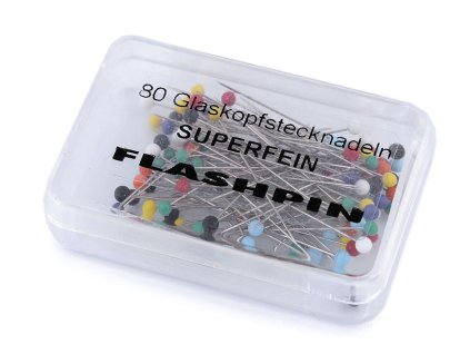 Špendlíky se skleněnou hlavičkou délka 34 mm (Balení 1 krab., Varianta mix)