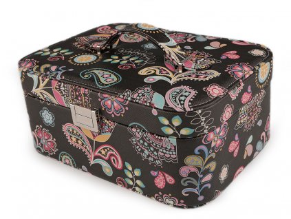 Šperkovnice paisley květy 11x18,5x25,5 cm (Balení 1 ks, Varianta 2 černá)