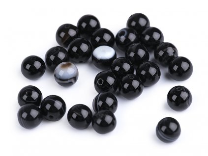 Minerální korálky Achát černý Ø8 mm (Balení 10 ks, Varianta černý achát)