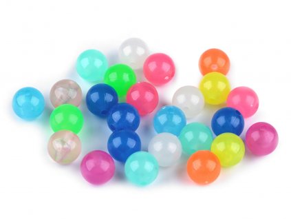 Plastové korálky svítící ve tmě Ø12 mm (Balení 25 ks, Varianta mix)