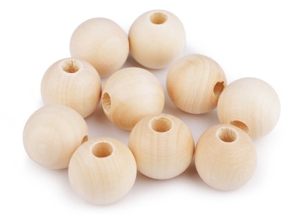 Dřevěné korálky nelakované Ø25 mm (Balení 10 ks, Varianta přírodní sv.)