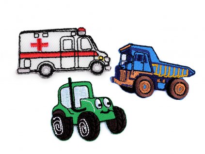 Nažehlovačka nákladní auto, traktor, bagr, vláček, míchačka (Balení 1 ks, Varianta 1 červená střední míchačka)