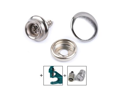 Knoflíky stiskací s kroužkem Ø15 mm s vrutem (Balení 50 sada, Varianta nikl)