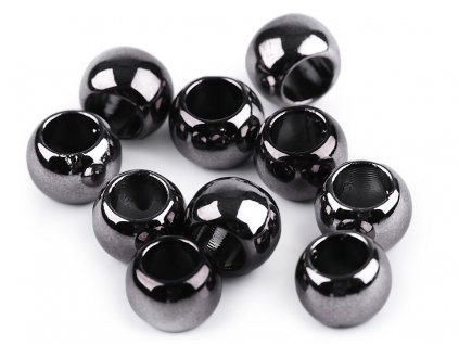 Plastové korálky Metalic s velkým průvlekem 8x10 mm (Balení 10 ks, Varianta 1 stříbrná)