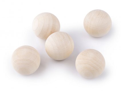 Dřevěné kuličky bez dírek Ø25 mm (Balení 25 ks, Varianta přírodní sv.)