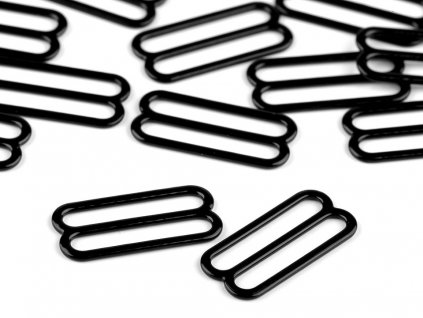 Háček a posunovač na prádlo šíře 25 mm kovový (Balení 4 ks, Varianta 4 černá háček)