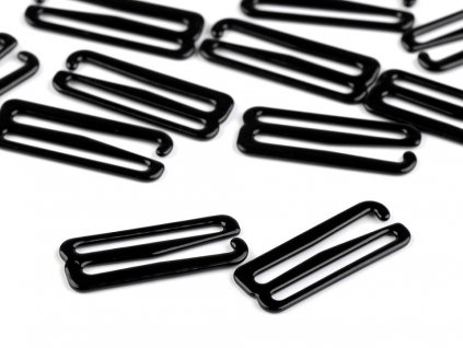 Háček a posunovač na prádlo šíře 25 mm kovový (Balení 4 ks, Varianta 4 černá háček)