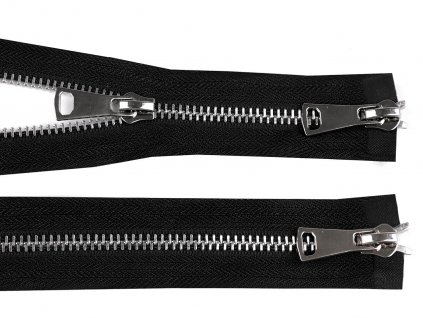 Zip kovový No 5 dělitelný 2 jezdce / dvoucestný 70 cm (Balení 1 ks, Varianta 1 černá stříbrná)
