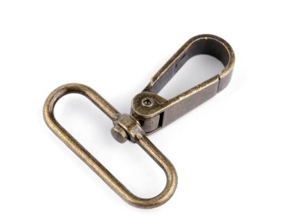 Kovová karabina otočná, průvlek 39 mm (Balení 2 ks, Varianta 2 staromosaz)