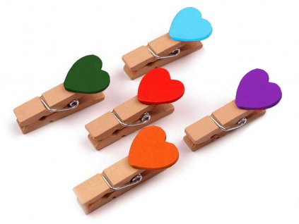 Kolíčky srdce (Balení 1 sáček, Varianta 2 barevný mix)