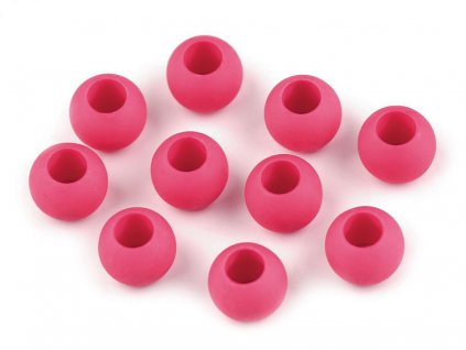 Plastové korálky matné s velkým průvlekem 10x12 mm (Balení 20 ks, Varianta 11 (4) růžová tmavá)