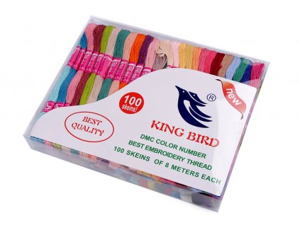 Příze vyšívací typ mouline Grus, King Bird sada 100 ks/8 m (Balení 100 ks, Varianta 1 King Bird  mix)