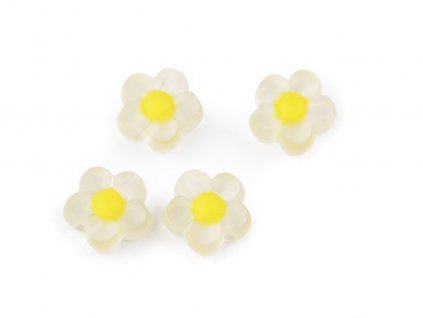 Plastové korálky květ matný Ø13 mm (Balení 10 g, Varianta 1 žlutá světlá)