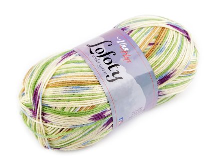 Pletací příze Lofoty samovzorovací / ponožkovka 100 g (Balení 1 ks, Varianta 10 (7813) zelená)