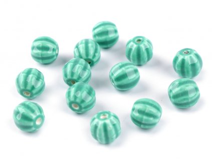 Porcelánové korálky rýhované Ø13 mm (Balení 30 g, Varianta 1 bílá)