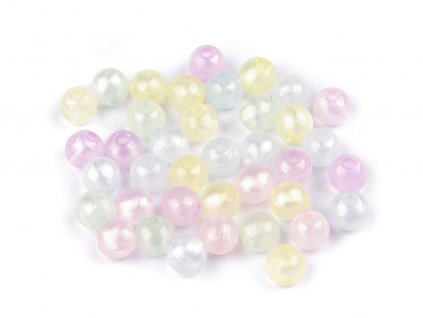 Plastové korálky perleťový AB frost efekt Ø10 mm (Balení 20 g, Varianta 1 bílá AB)
