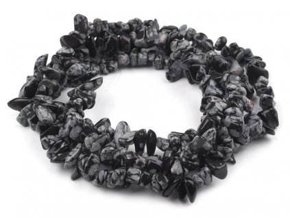 Minerálové zlomky Obsidián vločkový na silonu (Balení 1 šňůra, Varianta obsidián vločkový)
