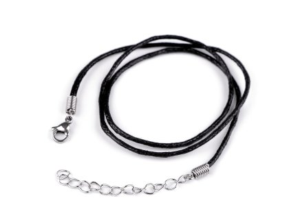 Voskovaná šňůrka s karabinkou z nerezové oceli délka 45 cm (Balení 1 ks, Varianta černá)