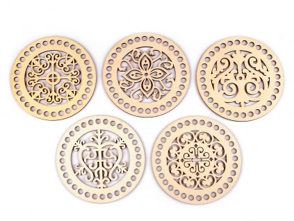 Víko na pletení / háčkování mandala Ø15 cm (Balení 1 ks, Varianta 3 přírodní sv.)