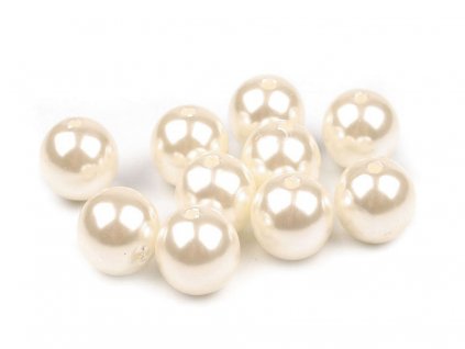 Plastové voskové korálky / perly Glance Ø12 mm (Balení 25 ks, Varianta F2 bílá)