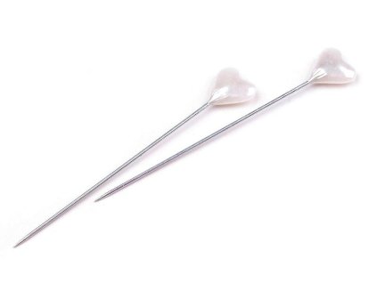 Ozdobné špendlíky délka 55 mm srdce (Balení 1 krab., Varianta bílá perleť)