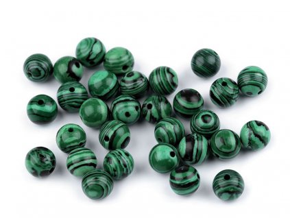 Malachit syntetický minerál Ø8 mm (Balení 10 ks, Varianta malachit)
