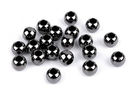 Plastové korálky Metalic s velkým průvlekem 8x10 mm (Balení 20 ks, Varianta 1 stříbrná)