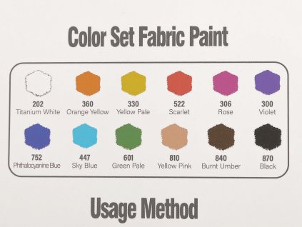Barvy na textil 12 barev (Balení 1 sada, Varianta mix)